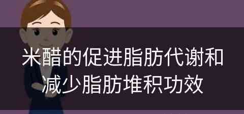 米醋的促进脂肪代谢和减少脂肪堆积功效